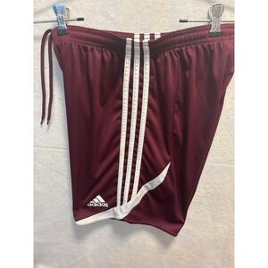 Adidas Youth Burgundy Athletic Shorts With White Stripes Size XL